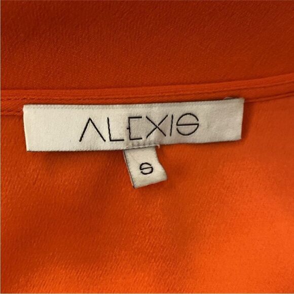 AlexisOrange  100% silk V-Neck Ruffle Sleeve Top, S - Picture 7 of 7